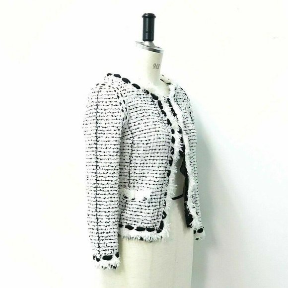 CHANEL Short length sequins 05P Women's jacket White x Black tweed P2541… - Picture 4 of 5